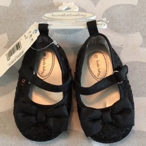 Koala Baby black bow sequin Mary Jane shoes
